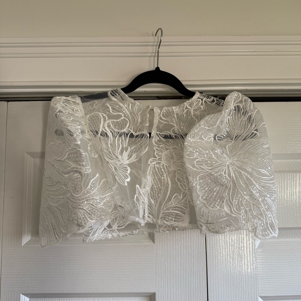 Elegant Sheer White Floral Bolero